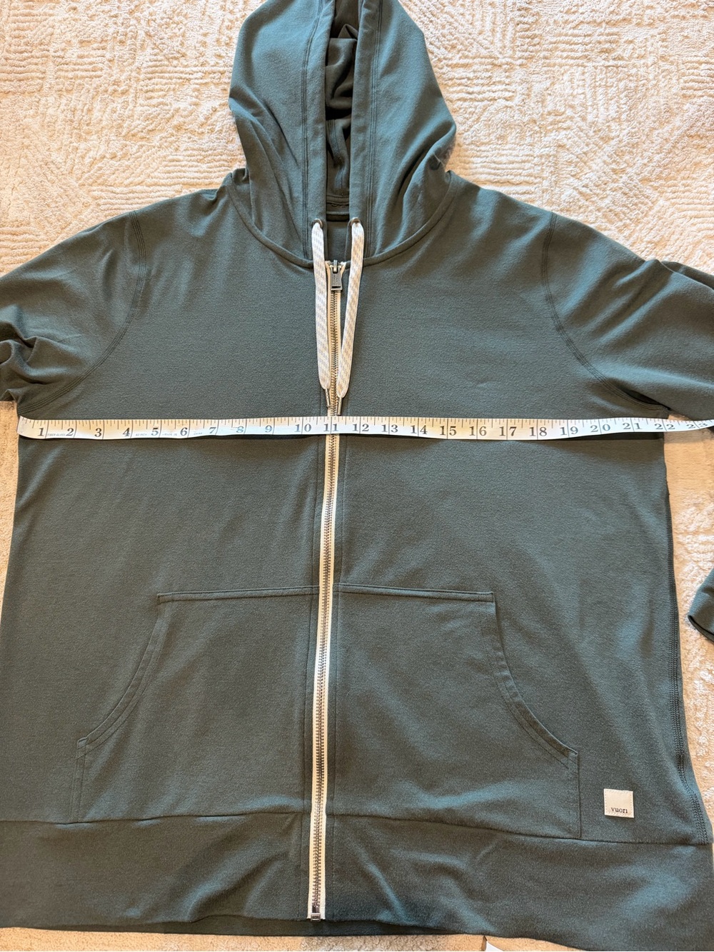 Vuori Olive Green Full-Zip Hoodie Halo Performance Size M-L - Picture 8 of 8